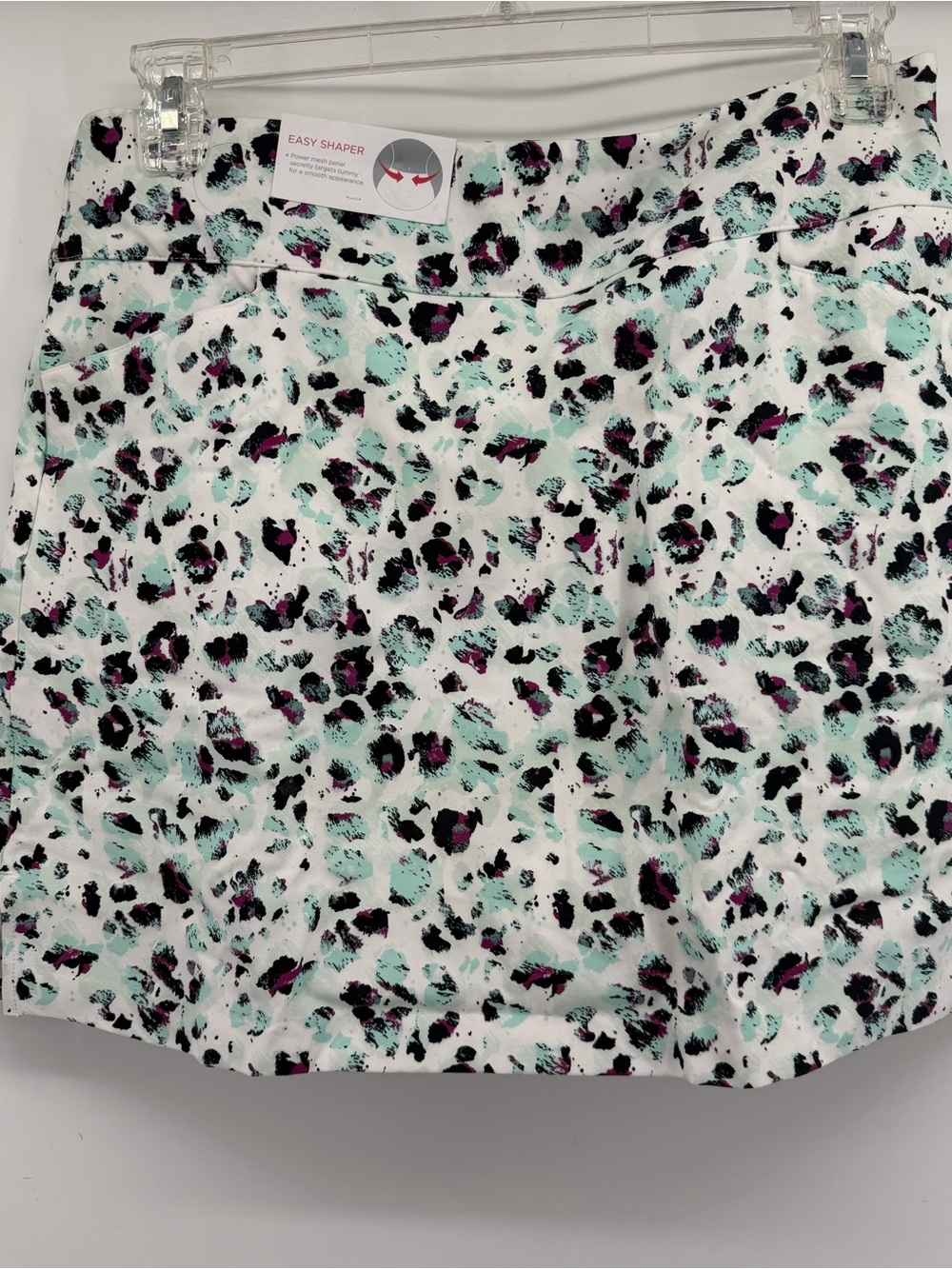 Lady Hagen White Mini Skirt with Mint & Magenta Spot Print